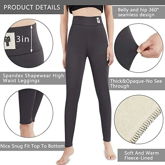 Thermal Fleece-Lined High-Waisted Leggings for Women – Winter Stretch Tights | Thomler