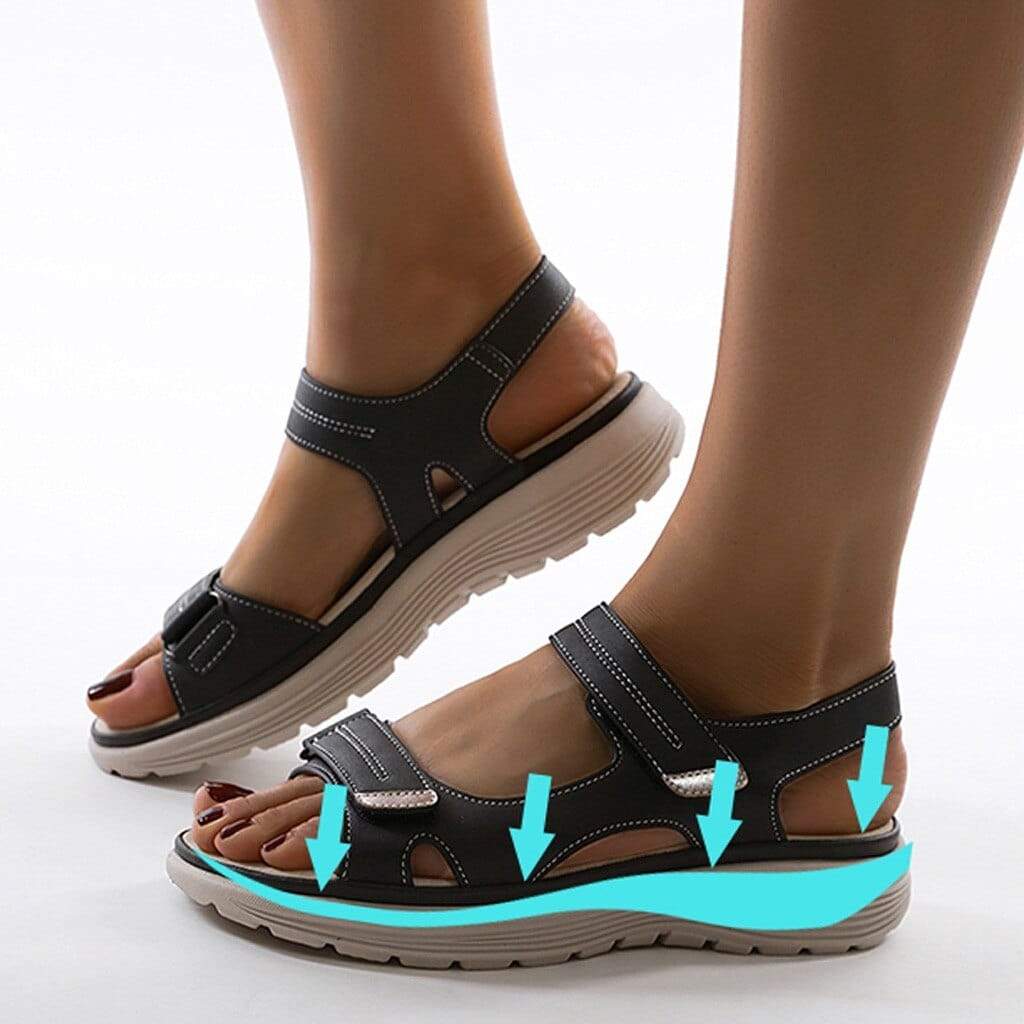 Women's Platform Sandals with Velcro Straps Open Toe Cushioned Footbed for All-Day Wear Summer Walking Shoes | Thomler
