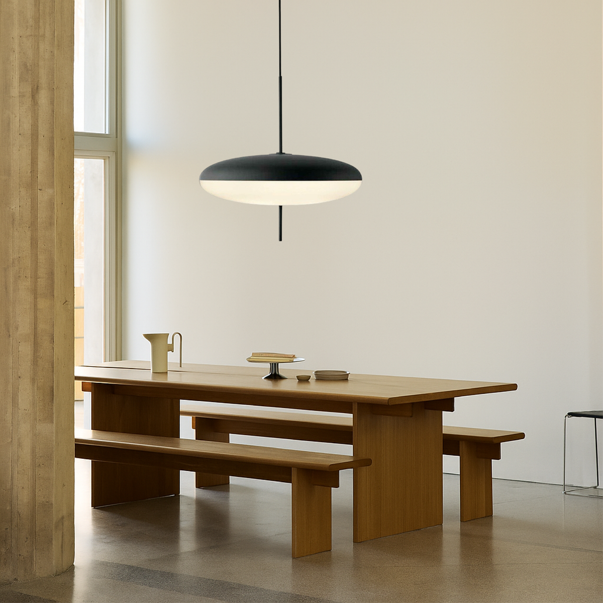 Geometric Pendant Light with LED for Dining Room, Modern Minimalist Hanging Fixture, Adjustable Height Ceiling Light for Kitchen Island | Thomler