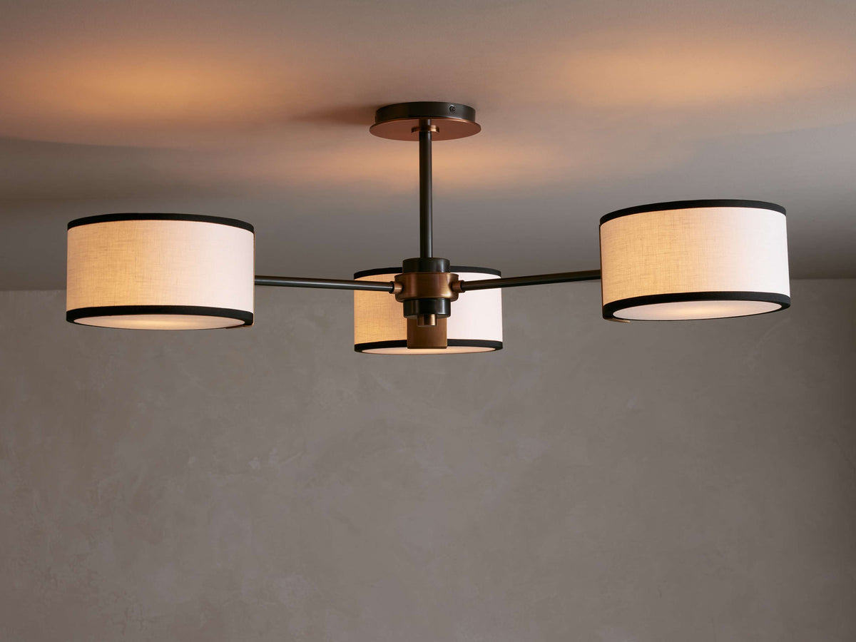 Fabric Drum Ceiling Light 36-Inch – Steel Flush Mount for Living Room, Bedroom, Entryway & Hallway | Thomler