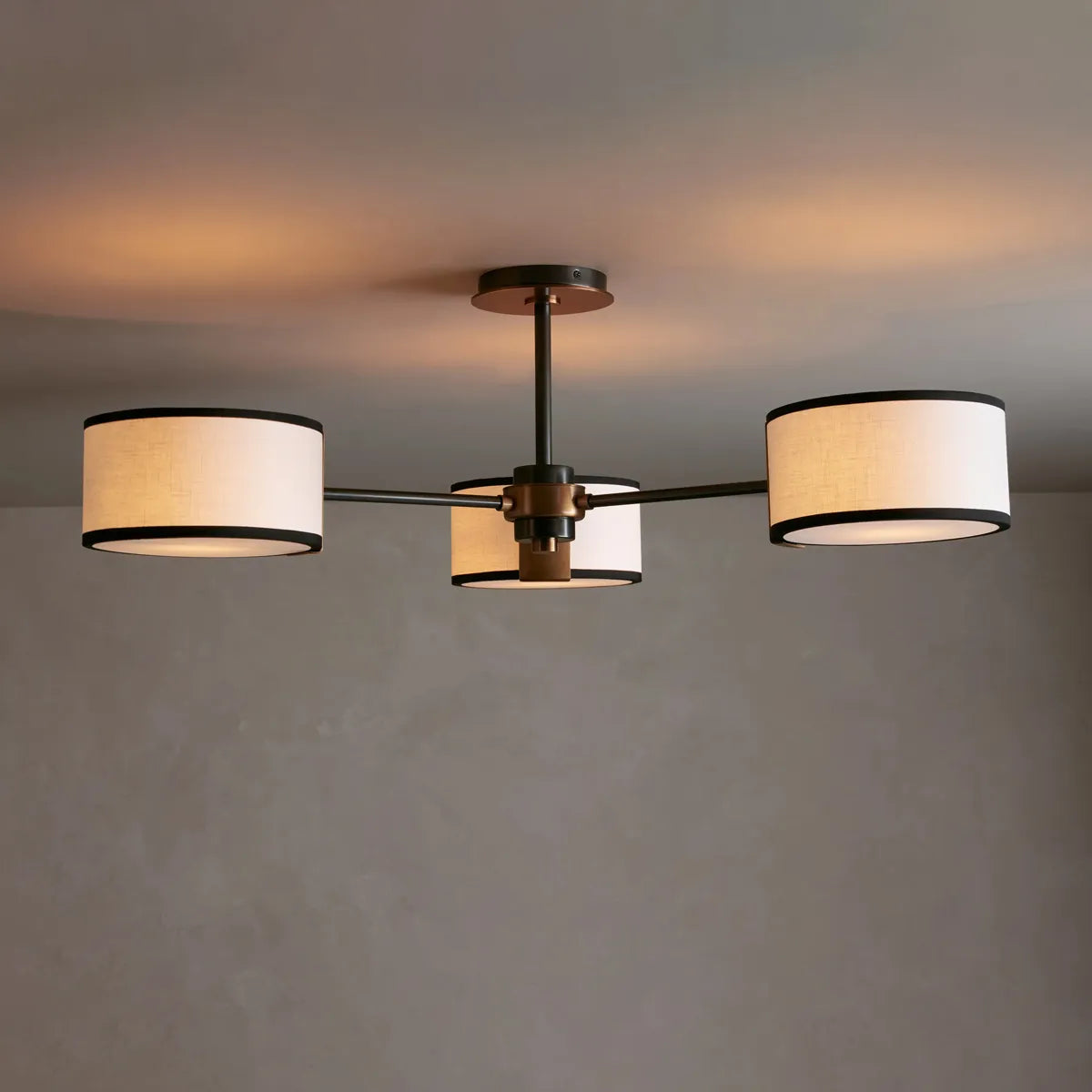 Fabric Drum Ceiling Light 36-Inch – Steel Flush Mount for Living Room, Bedroom, Entryway & Hallway | Thomler