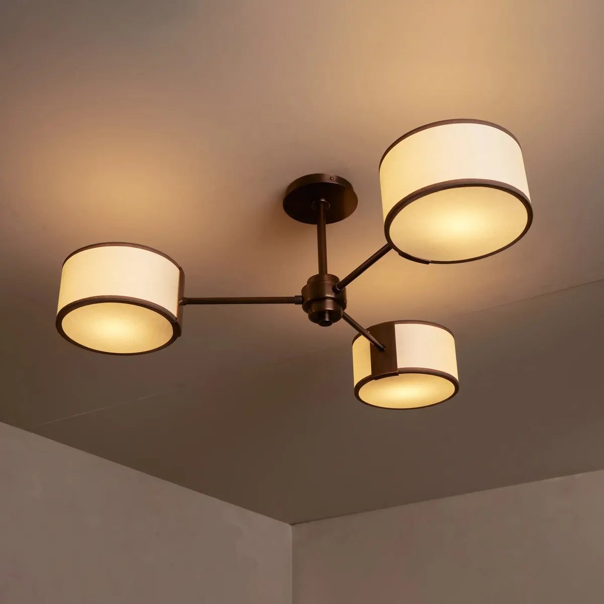 Fabric Drum Ceiling Light 36-Inch – Steel Flush Mount for Living Room, Bedroom, Entryway & Hallway | Thomler