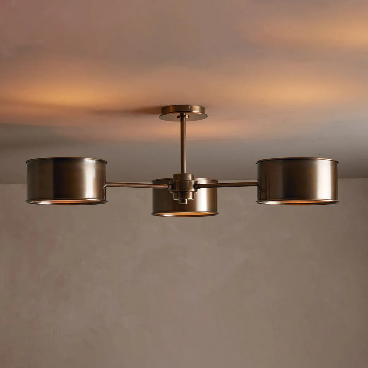 36-Inch Steel Ceiling Light with Diffused Shade for Living Room & Bedroom – French-Inspired Flush Mount Fixture | Thomler