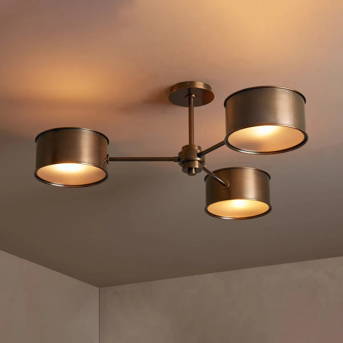 36-Inch Steel Ceiling Light with Diffused Shade for Living Room & Bedroom – French-Inspired Flush Mount Fixture | Thomler