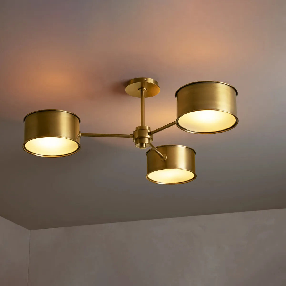 36-Inch Steel Ceiling Light with Diffused Shade for Living Room & Bedroom – French-Inspired Flush Mount Fixture | Thomler