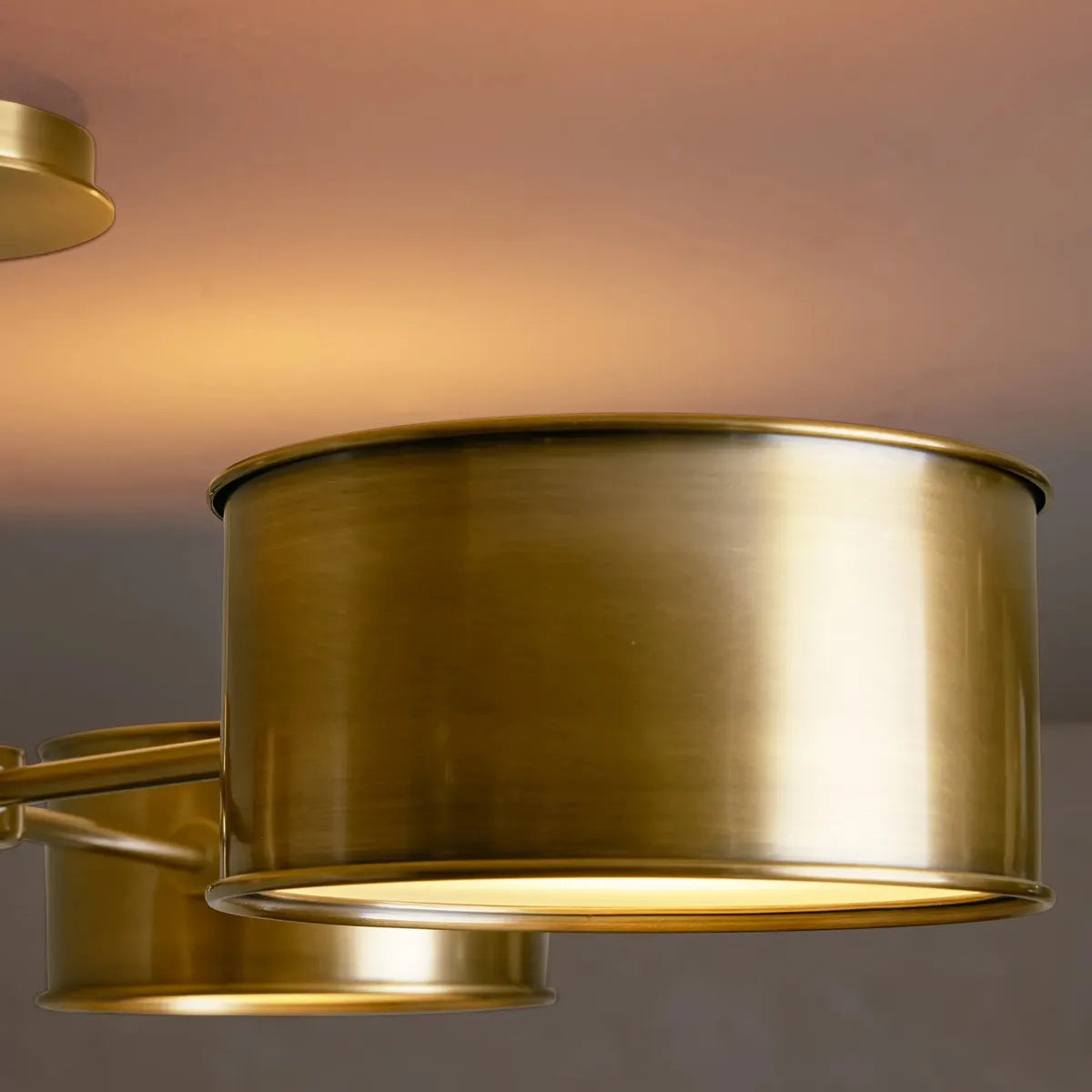 36-Inch Steel Ceiling Light with Diffused Shade for Living Room & Bedroom – French-Inspired Flush Mount Fixture | Thomler