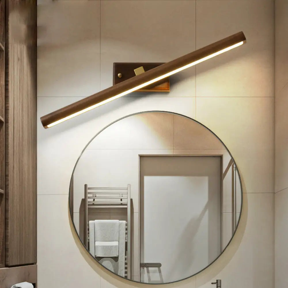 Linear Wood Vanity Light Fixture with LED & Acrylic Diffuser for Bathroom Mirror | Modern Sconce in Dark Walnut Finish | Thomler