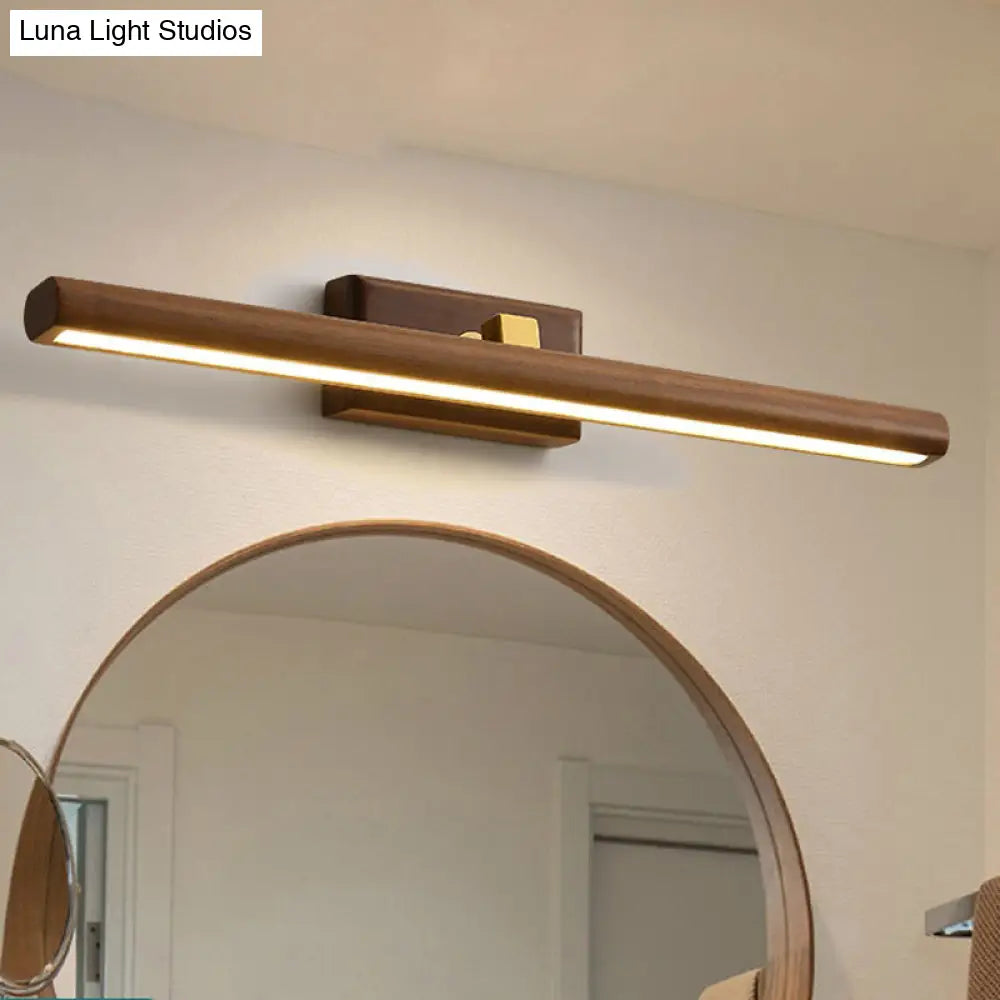 Linear Wood Vanity Light Fixture with LED & Acrylic Diffuser for Bathroom Mirror | Modern Sconce in Dark Walnut Finish | Thomler
