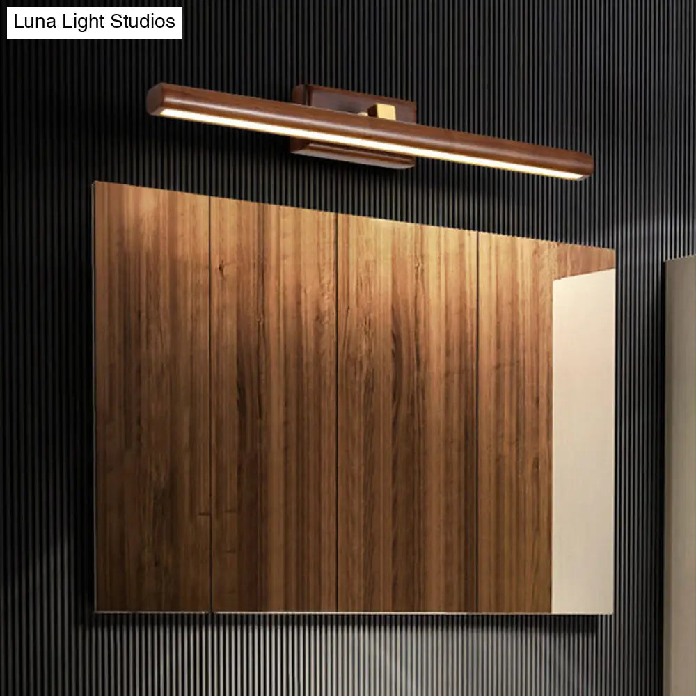 Linear Wood Vanity Light Fixture with LED & Acrylic Diffuser for Bathroom Mirror | Modern Sconce in Dark Walnut Finish | Thomler