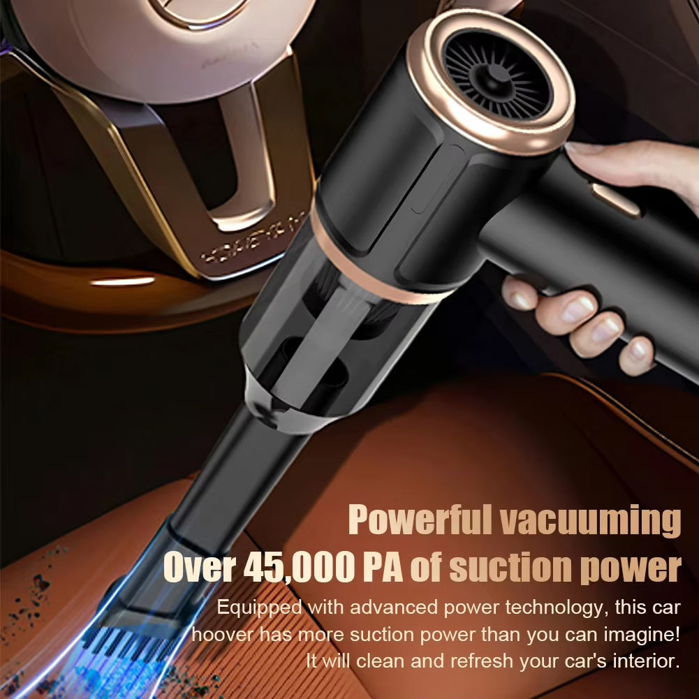 Handheld Cordless Auto Vacuum – 45000Pa High-Power Suction for Cars, Upholstery & Pet Hair | 5-in-1 Wet/Dry Cleaner | Thomler