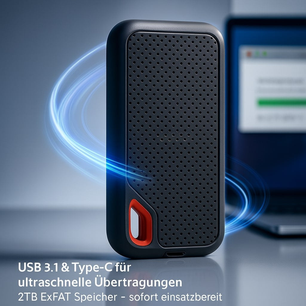 2TB Portable Solid State Drive USB 3.1 External SSD Storage for Laptop Desktop Smartphone PC Mac Windows Android Fast Transfer Backup | Thomler
