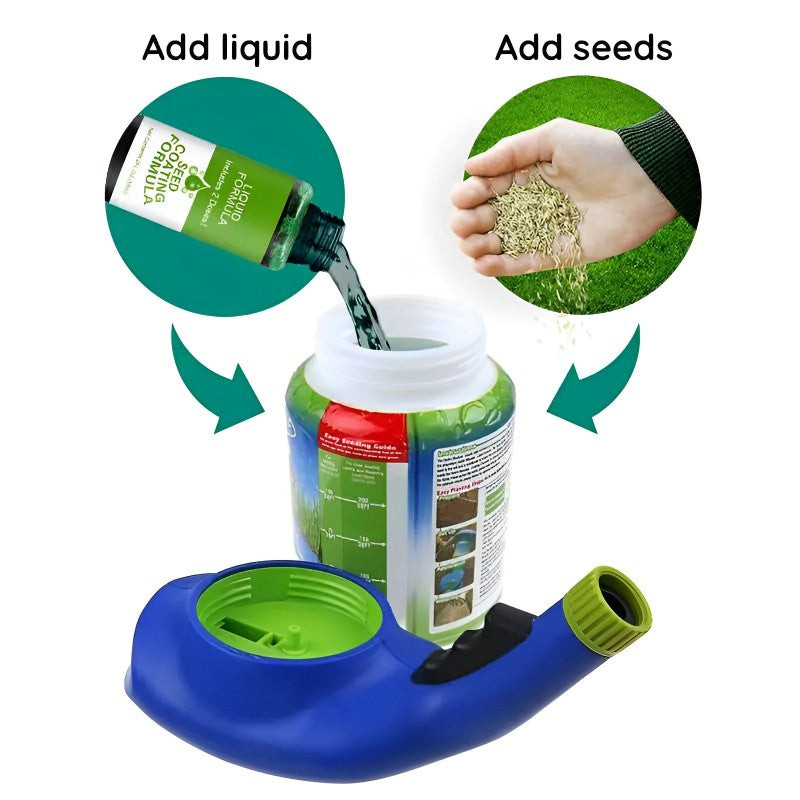 Spray-On Grass Seed Hydro Seeding System for Bare Spots & Dog Patches – Garden Hose Attachment Lawn Repair Kit for Quick Coverage & Green | Thomler