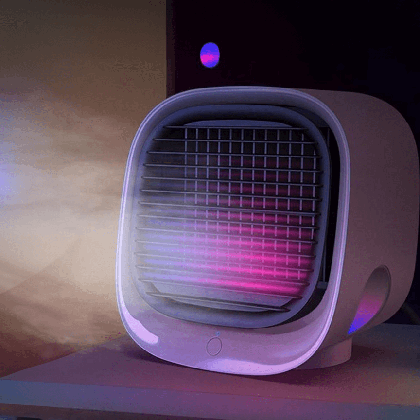 USB Personal Space Cooler Evaporative Air Fan with 3 Speed Settings & LED Night Light for Car, Desk, Bedroom | Thomler