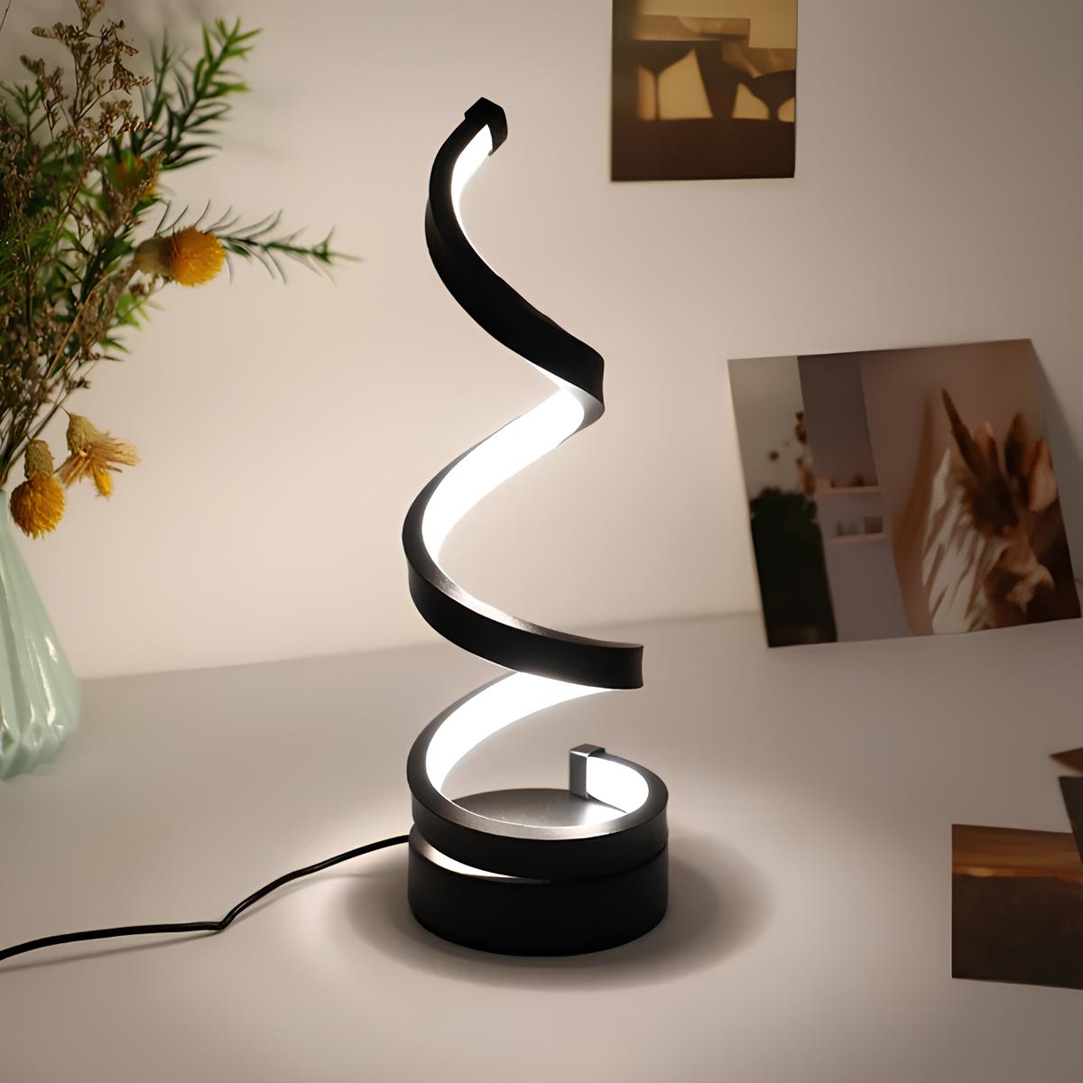 Curved Metal Desk Lamp with Dimmable LED Light and 3 Color Modes for Bedroom Office and Living Room | Thomler