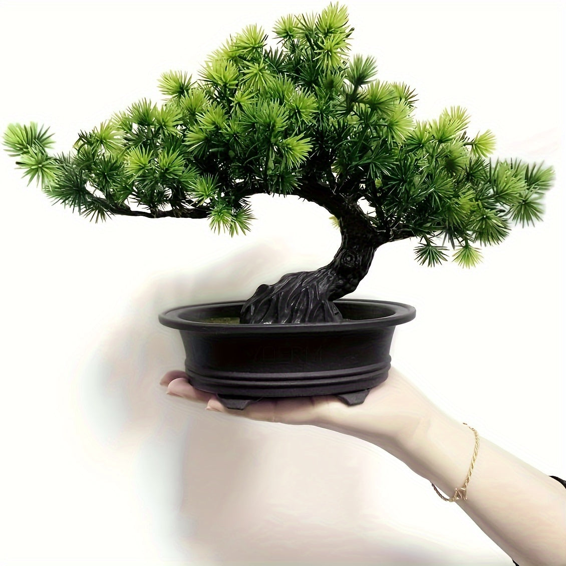Artificial Miniature Pine Tree 9.5 Inch Tabletop Decor with Planter for Home Office Desk Shelf | Thomler