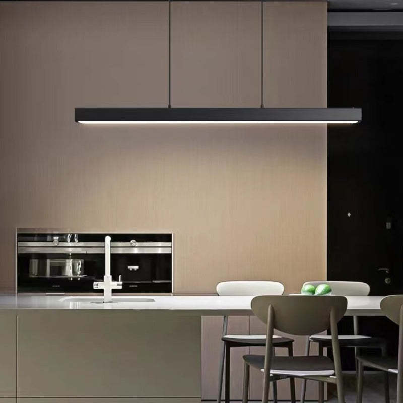 Sleek Overhead LED Bar Light Metal Frame Acrylic Diffuser Adjustable Height Dining Room Kitchen Island | Thomler