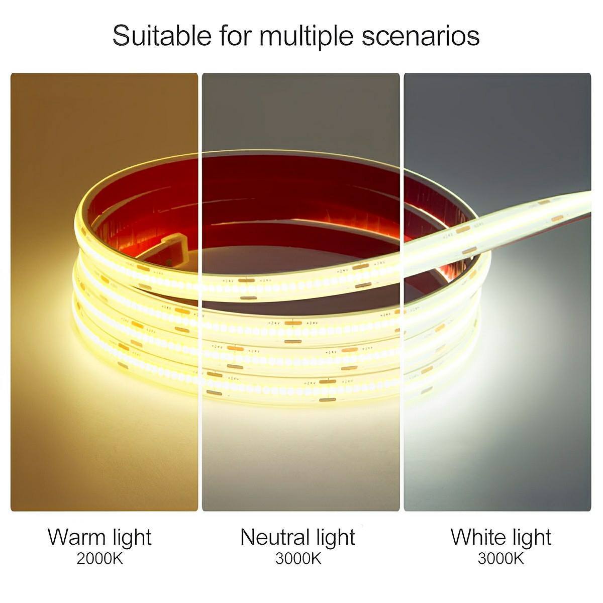 LED Strip COB 1.0 cm IP68 24V Outdoor Stair Garden Path Underwater Recessed Linear Lighting Flexible | Thomler