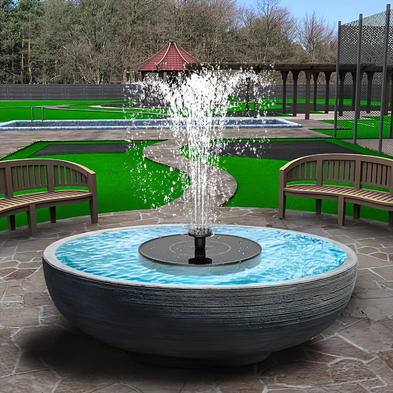 Solar Powered Floating Fountain Pump with 6 Interchangeable Spray Heads for Bird Baths, Ponds, and Garden Water Features – Automatic | Thomler