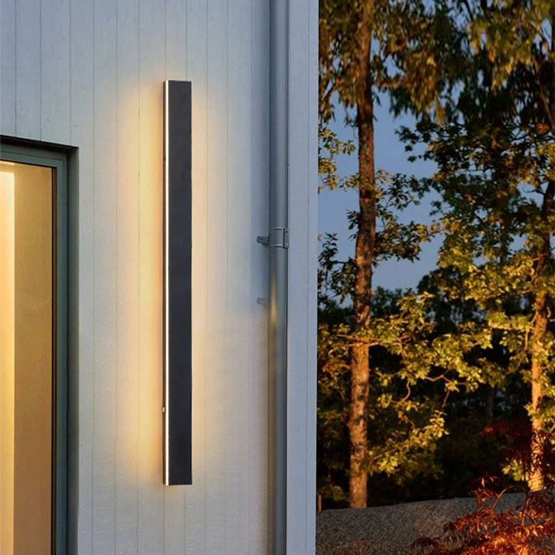 Weatherproof LED Strip Sconce for Patios, Entryways & Porches — IP65 Rated Acrylic Outdoor Fixture in Black | Thomler