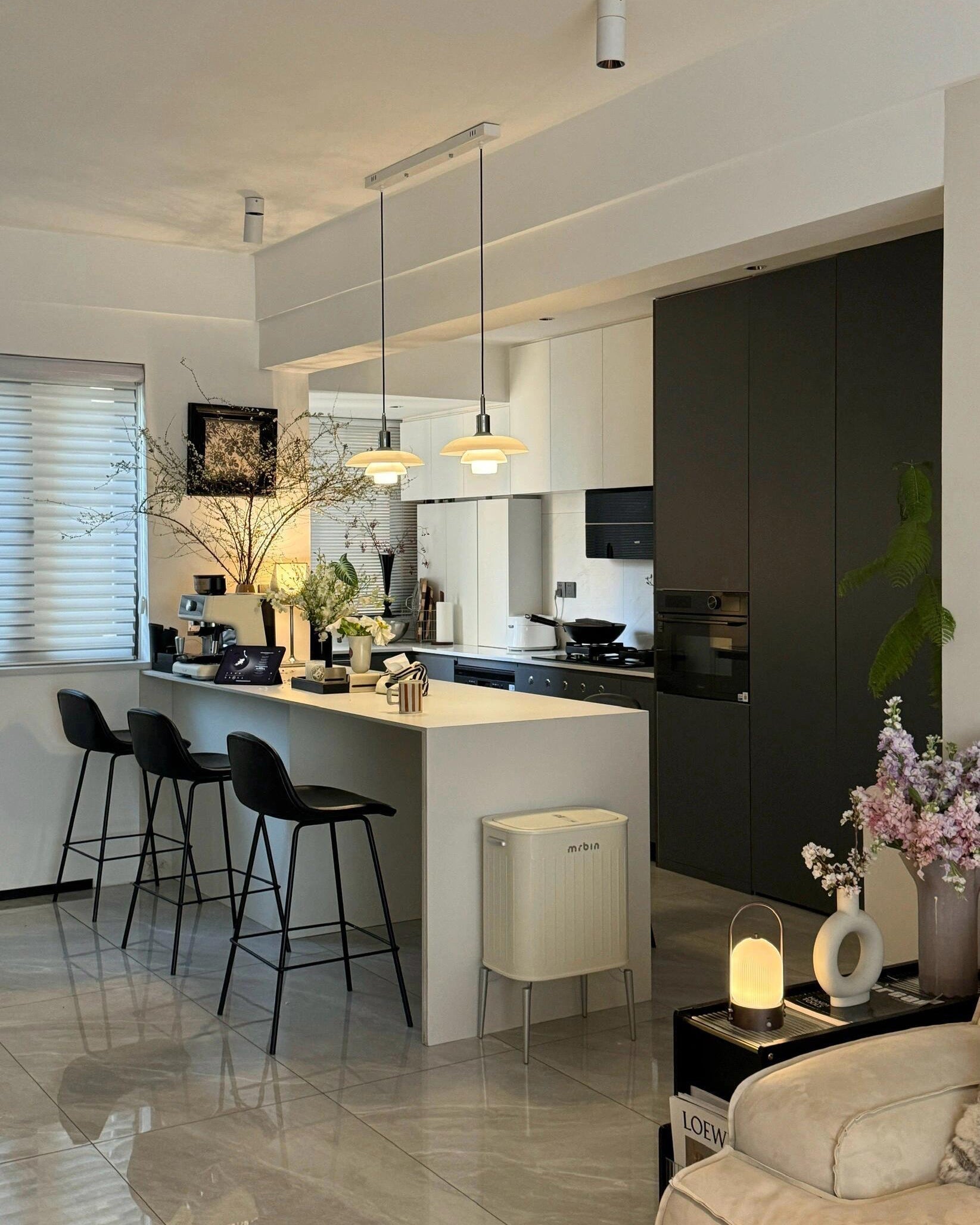 Pendant Light Glass 28.0 cm White Dining Room Scandinavian Hanging Ceiling Lamp Adjustable Cord E27 Soft Ambient Lighting | Thomler