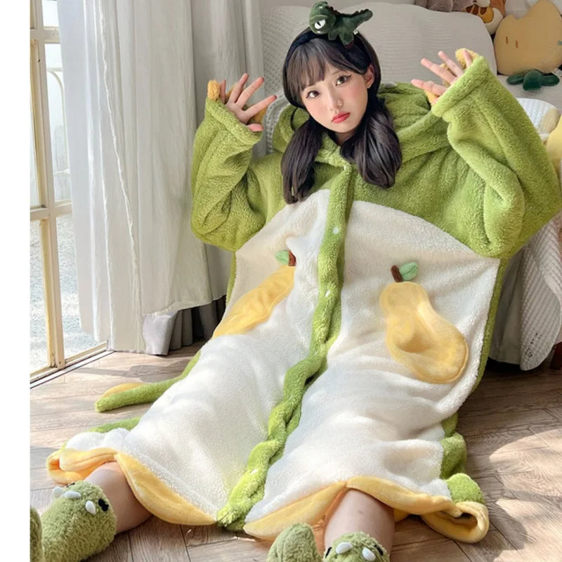 Animal Hooded Wearable Blanket Pajamas – Plush Fleece Full-Body Loungewear for Cozy Nights & Lazy Days | Thomler