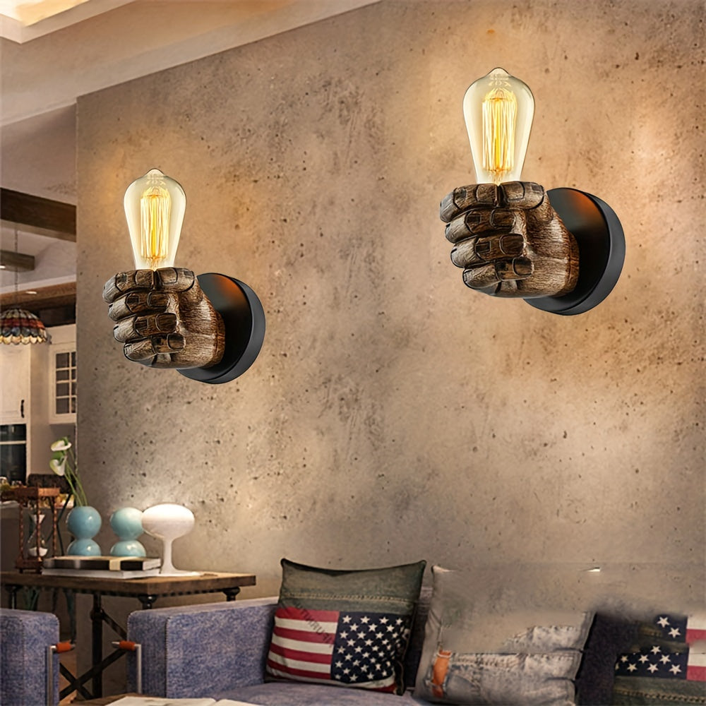Sculptural Fist Wall Sconce – Resin Hand-Shaped Fixture with E26 Socket for Bedroom, Hallway, Restaurant – Industrial Décor Statement Piece | Thomler