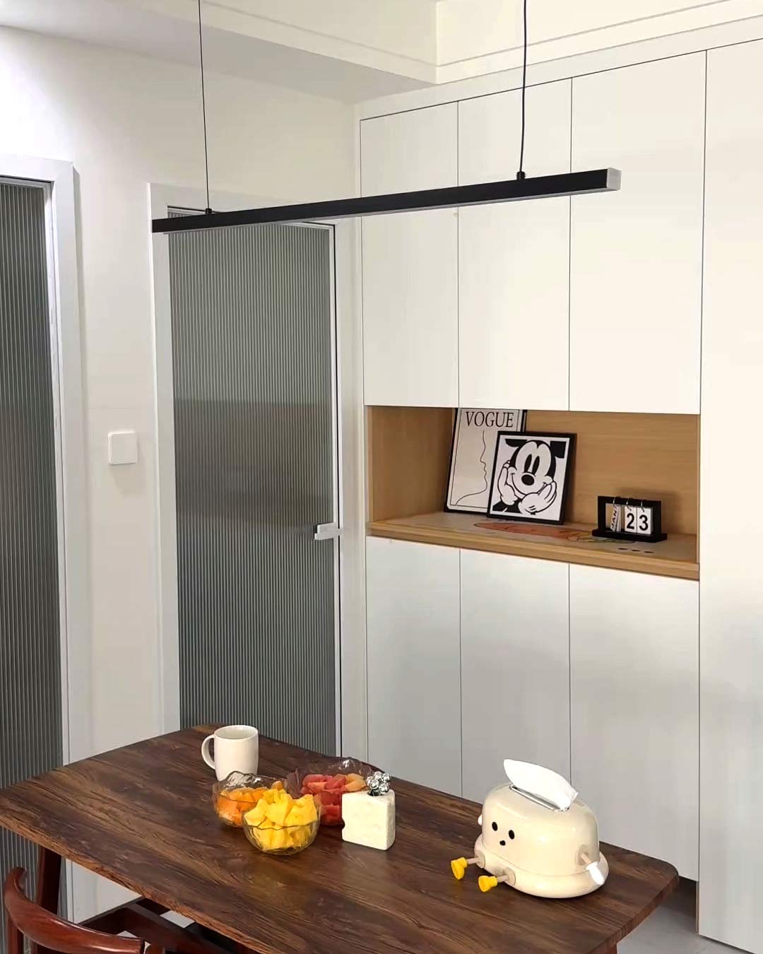 Linear Pendant Light Metal 39 in Adjustable Kitchen Island LED Warm White 3000K-6000K Modern Dining Room Hanging Lamp | Thomler