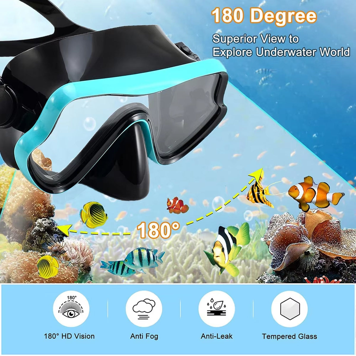 Full-Face Snorkel Mask with Fins & Dry-Top Tube – Wide-View Swim Gear for Ocean, Pool & Diving | Thomler