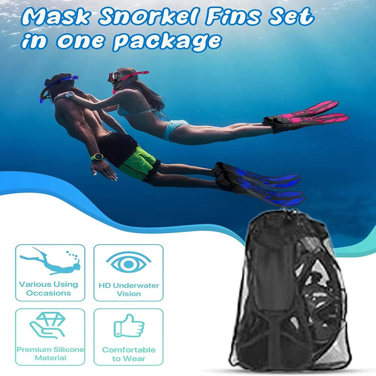 Full-Face Snorkel Mask with Fins & Dry-Top Tube – Wide-View Swim Gear for Ocean, Pool & Diving | Thomler