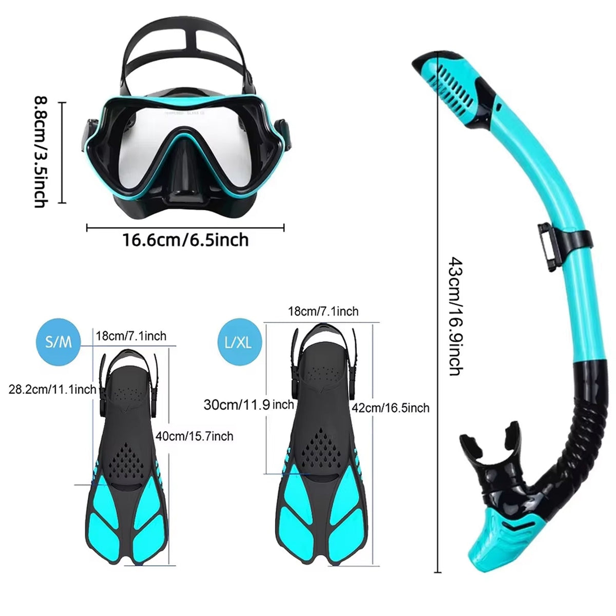 Full-Face Snorkel Mask with Fins & Dry-Top Tube – Wide-View Swim Gear for Ocean, Pool & Diving | Thomler