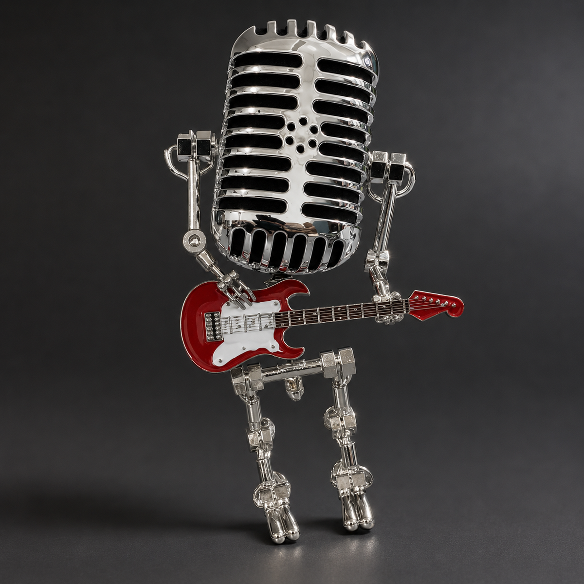 Metal Robot Figure Desk Lamp with Guitar & Adjustable Light for Bedroom Nightstand | Thomler