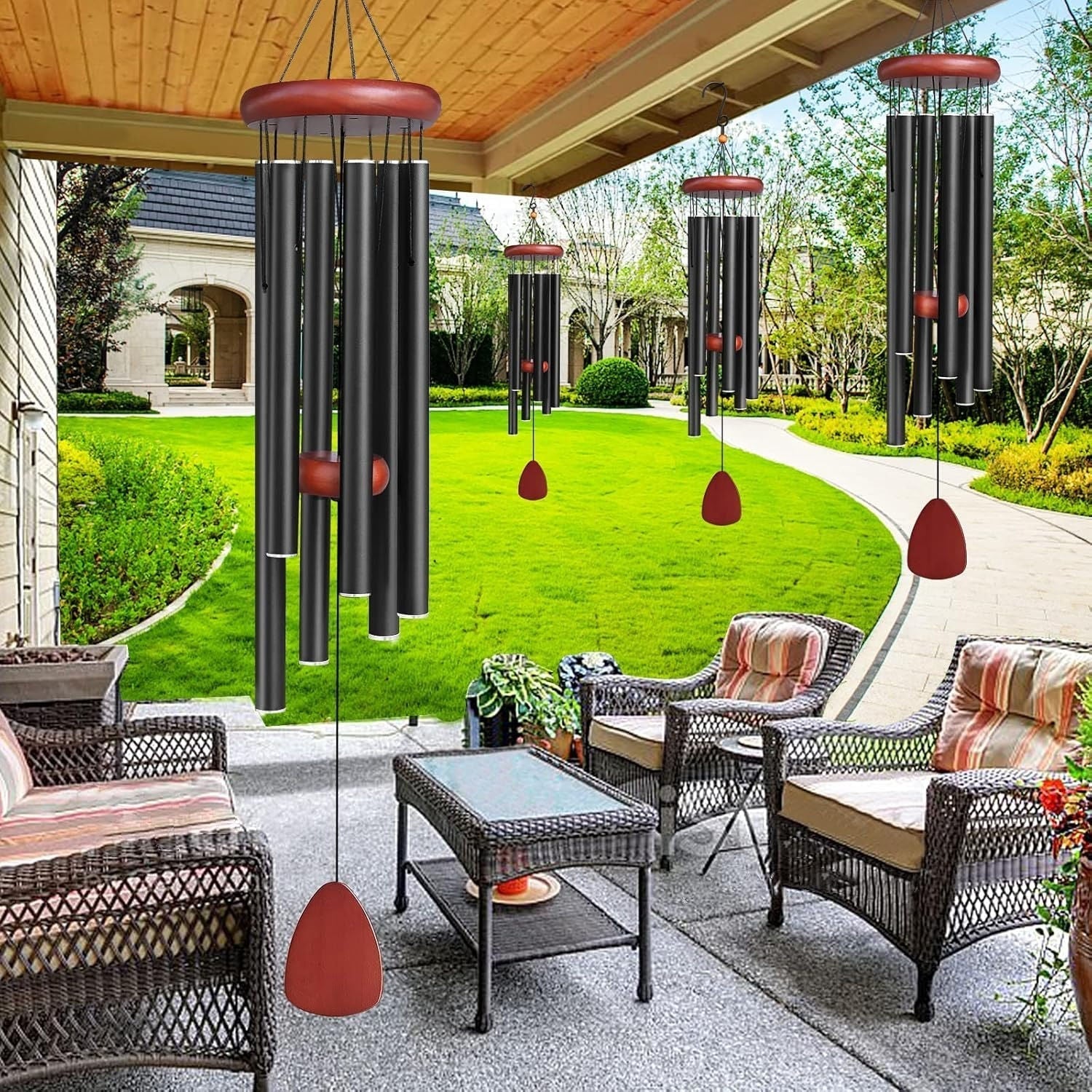 Outdoor Wind Chimes with Deep Resonant Tones - Aluminum Garden Chime for Patio Decor & Backyard Relaxation - Rustproof Hanging Bell Accent | Thomler