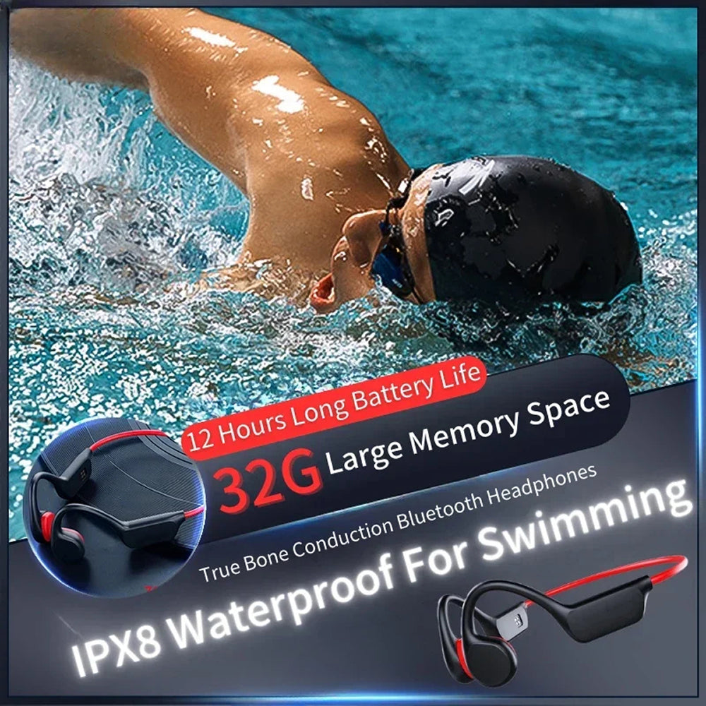 Bone Conduction Swim Headphones with 32GB Storage & IPX8 Waterproof Rating for Pool Training, Open Water Swimming, Running & Cycling | Thomler