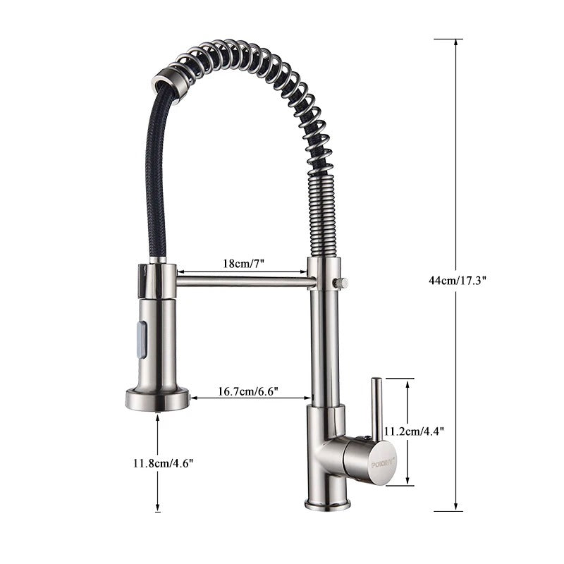 Kitchen Faucet Solid Brass 360° Swivel Pull Out Spray Head Modern Sink Mixer Tap For Double Sink Industrial Kitchen | Thomler