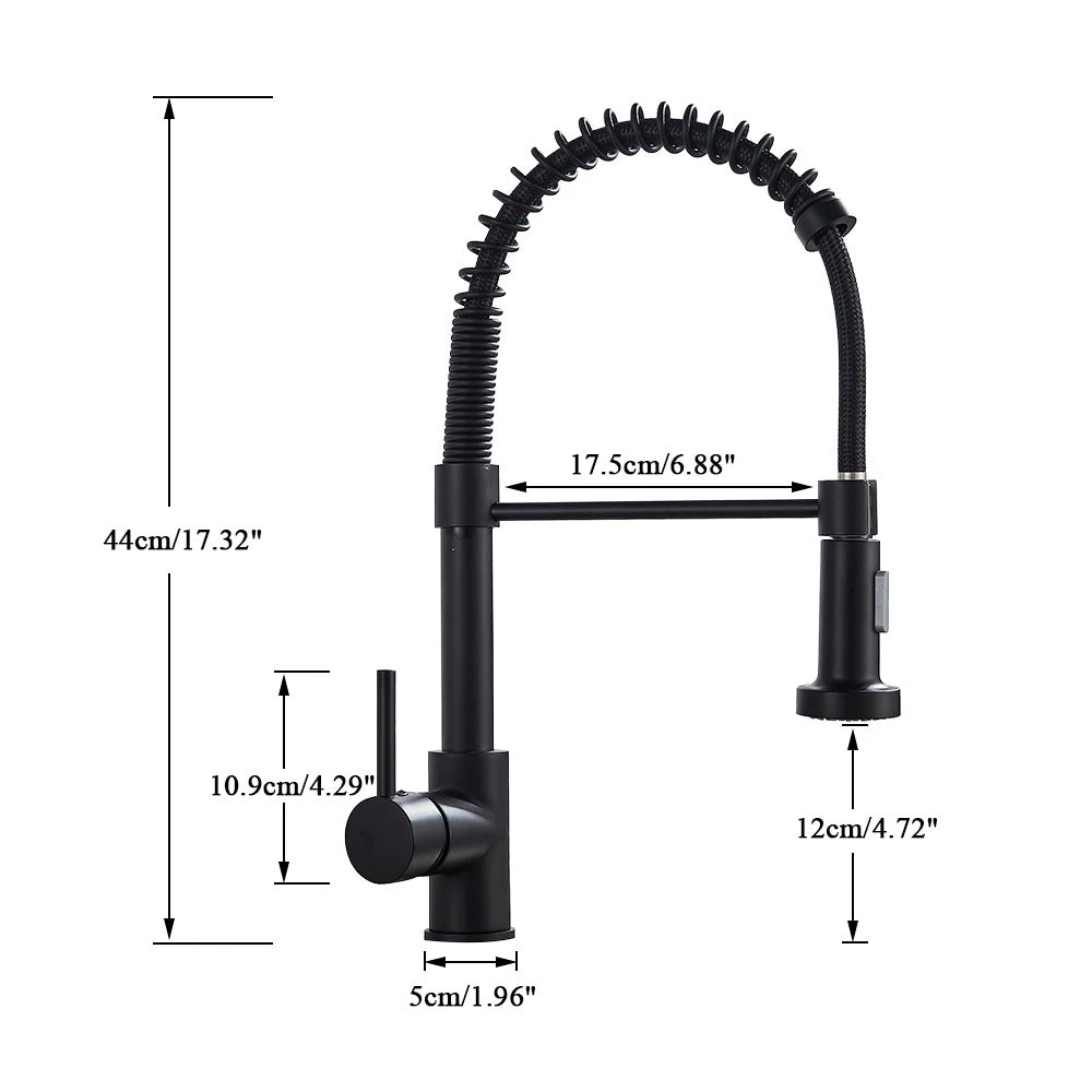 Kitchen Faucet Solid Brass 360° Swivel Pull Out Spray Head Modern Sink Mixer Tap For Double Sink Industrial Kitchen | Thomler