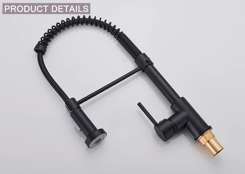 Kitchen Faucet Solid Brass 360° Swivel Pull Out Spray Head Modern Sink Mixer Tap For Double Sink Industrial Kitchen | Thomler