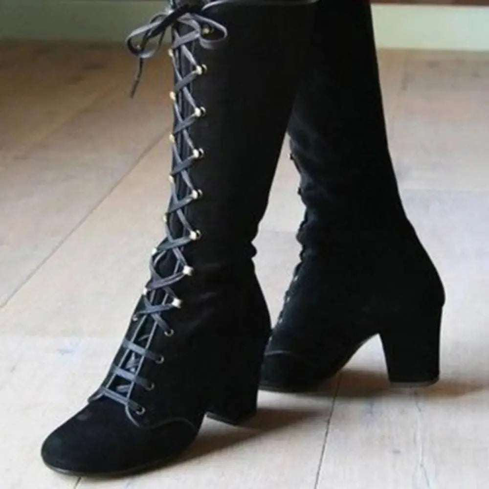 Knee-High Pointed-Toe Boots with Bow Detail – Sleek High-Heel Dress Boots for Women | Thomler