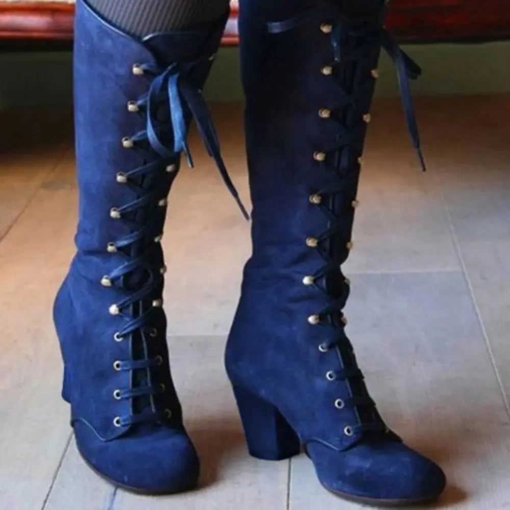 Knee-High Pointed-Toe Boots with Bow Detail – Sleek High-Heel Dress Boots for Women | Thomler