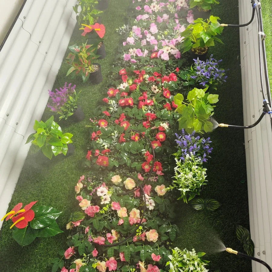 Garten-Vernebelungssystem 20 m – 20 Kupferdüsen, werkzeugfrei