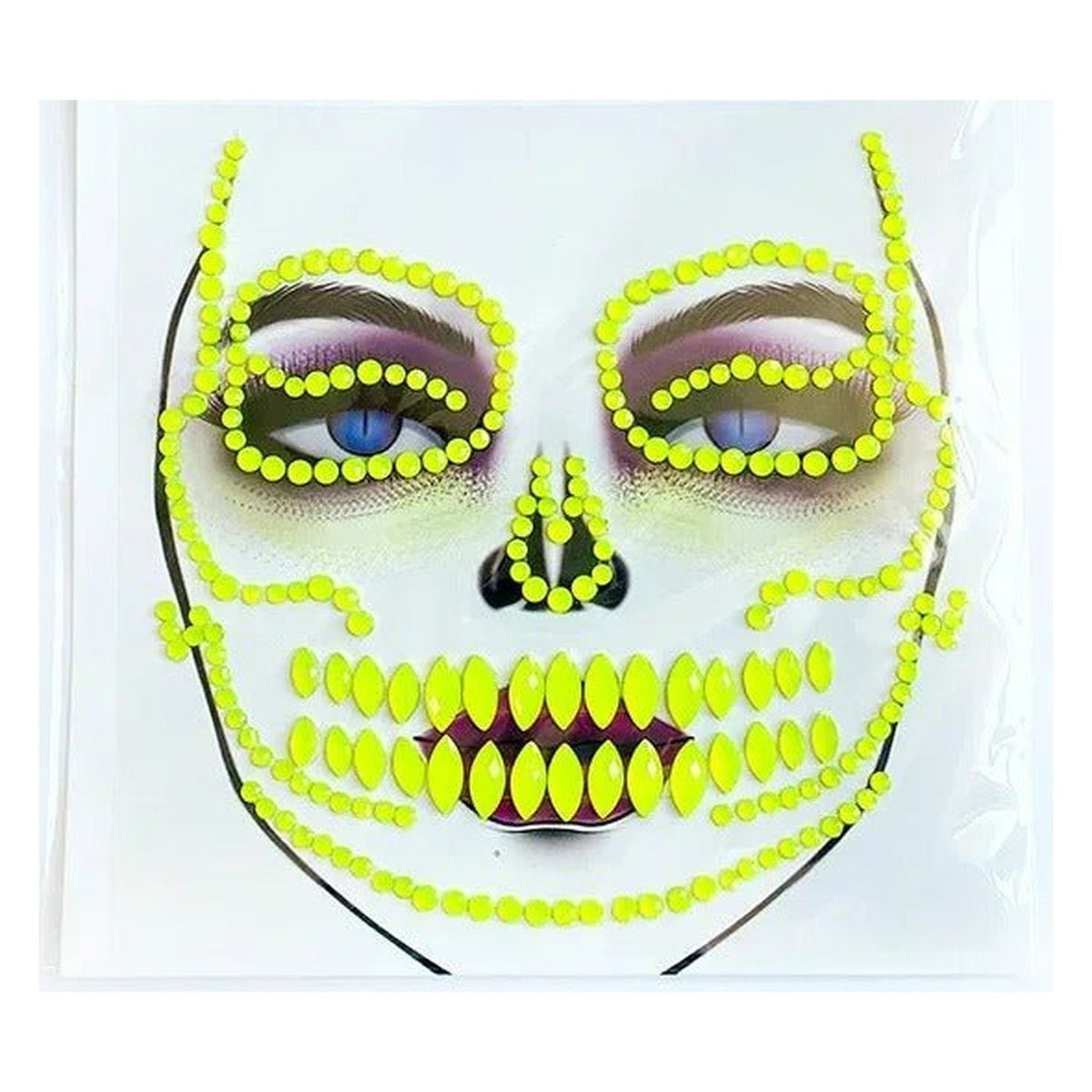 Stick-On Costume Jewels – Complete Scary Face Kit with Skull & Skeleton Designs for Halloween | Thomler