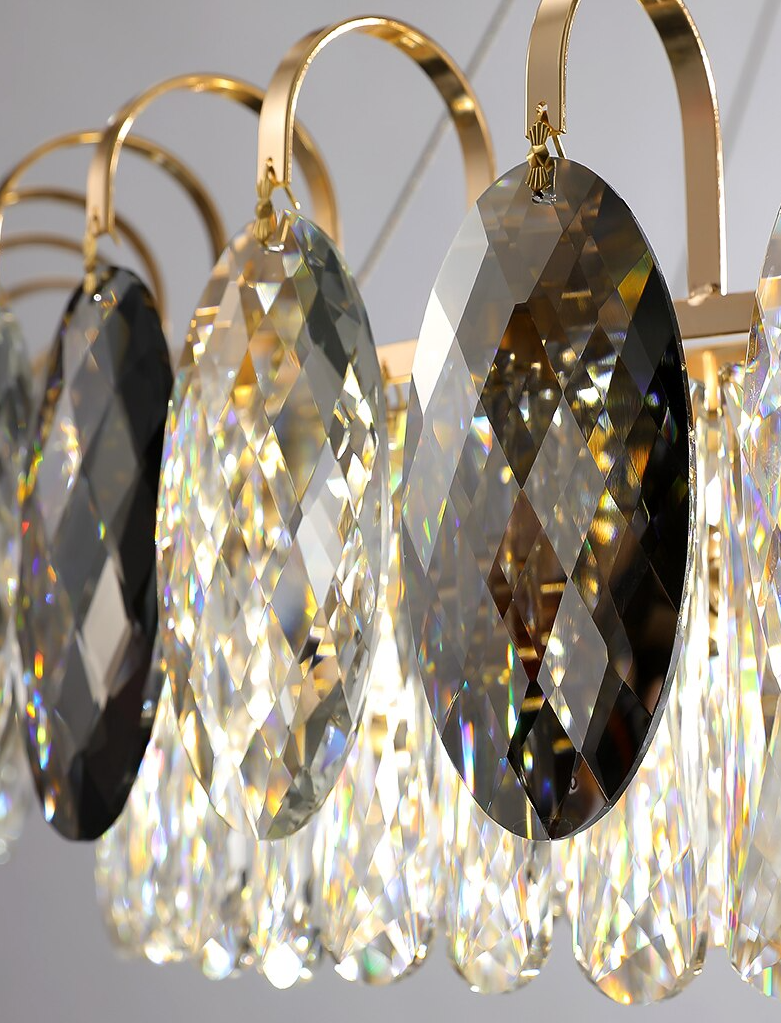 Dimmable Crystal Chandelier for Dining Room & Living Room – Adjustable Chain, Faceted Prisms, Multiple Sizes – Round & Rectangle | Thomler
