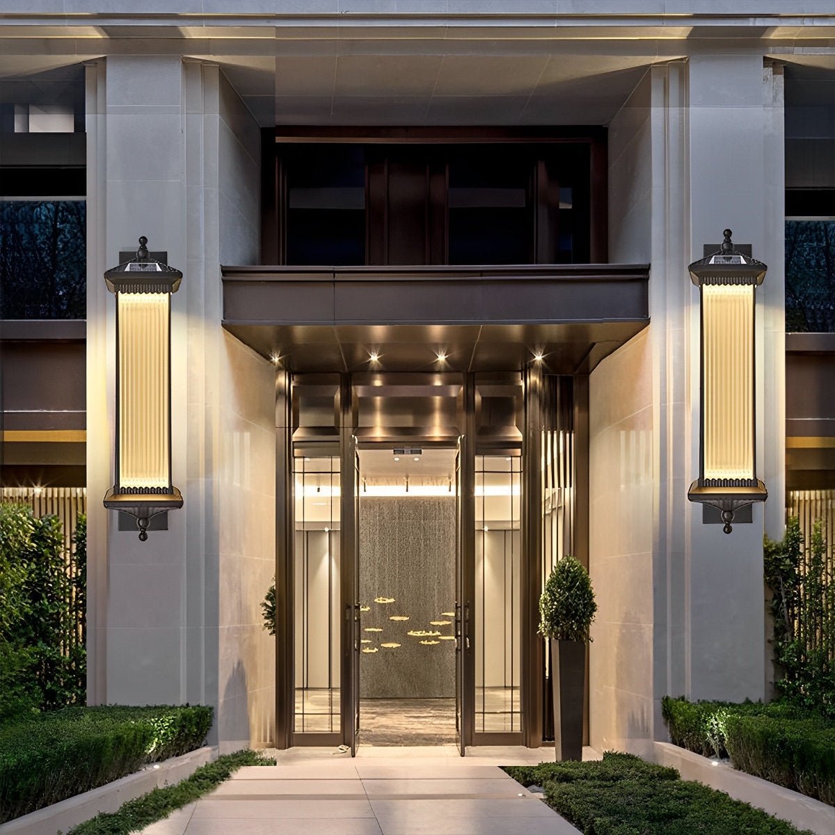 Wall Light Cast Aluminium 58.0 cm Coffee Brown Solar Garden Facade Lantern Waterproof Outdoor Veranda Entrance Lighting | Thomler