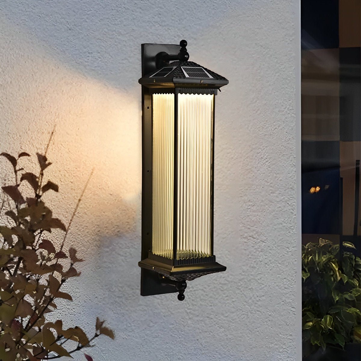 Wall Light Cast Aluminium 58.0 cm Coffee Brown Solar Garden Facade Lantern Waterproof Outdoor Veranda Entrance Lighting | Thomler