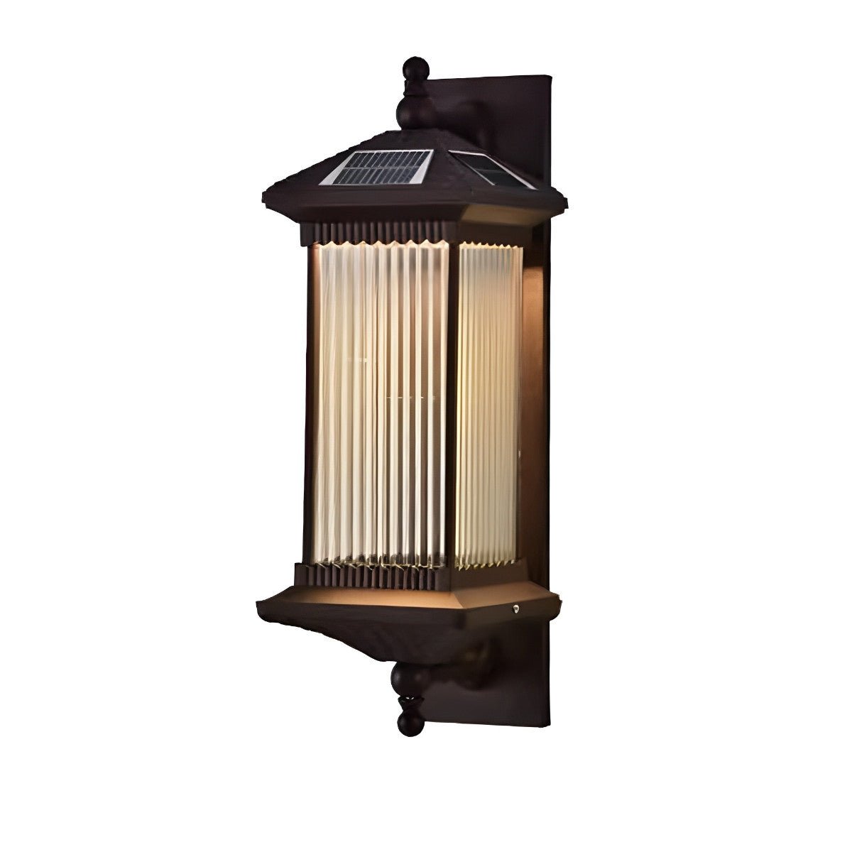 Wall Light Cast Aluminium 58.0 cm Coffee Brown Solar Garden Facade Lantern Waterproof Outdoor Veranda Entrance Lighting | Thomler