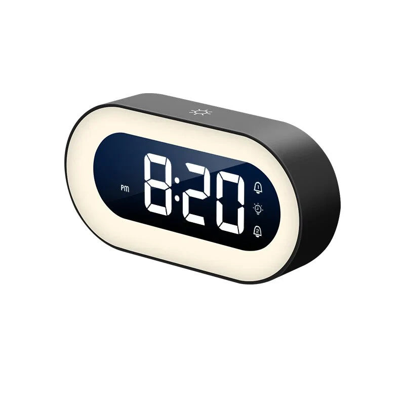 Alarm Clock LED Display USB Rechargeable Dimmable Night Light Bedroom Travel Wake Up Clock With Soothing Sounds | Thomler
