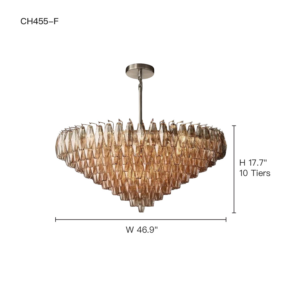 Chandelier Hand Cut Glass Prism Ø93.0 cm Dining Room Entrance Hall Hanging Ceiling Light Luxury Statement Fixture | Thomler
