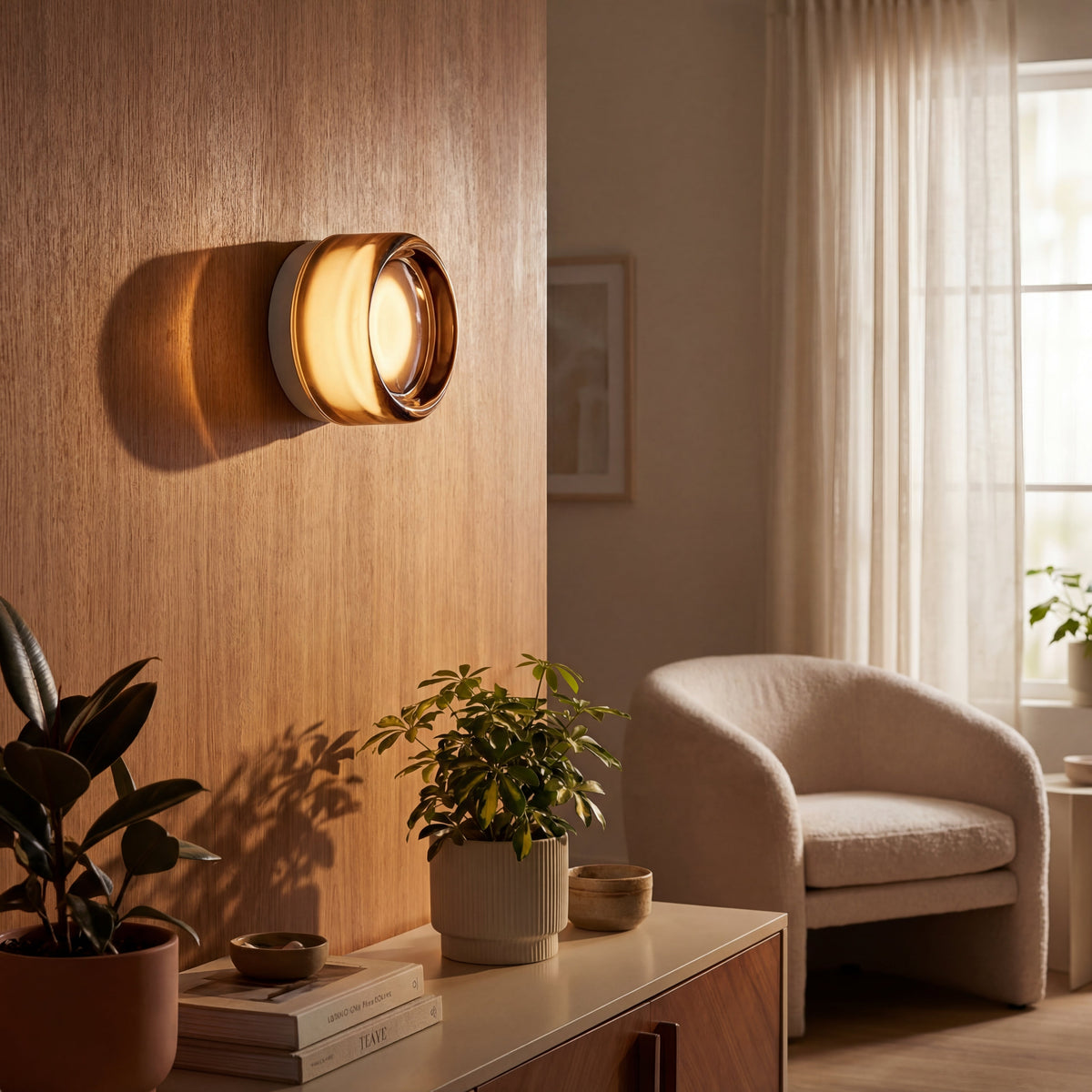 Circle Glass Wall Sconce Light – Warm LED Glow for Bedroom, Living Room & Hallway – Modern Minimalist Design | Thomler