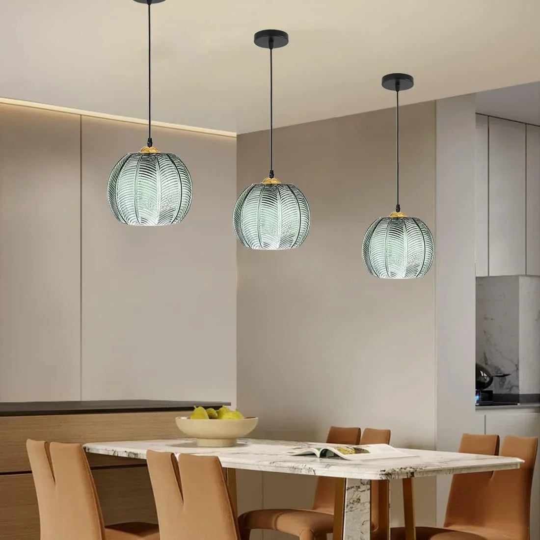 Pendant Light Glass 12 in Boho Tropical Palm Leaf Living Room Kitchen Bedroom Hanging Lamp | Thomler