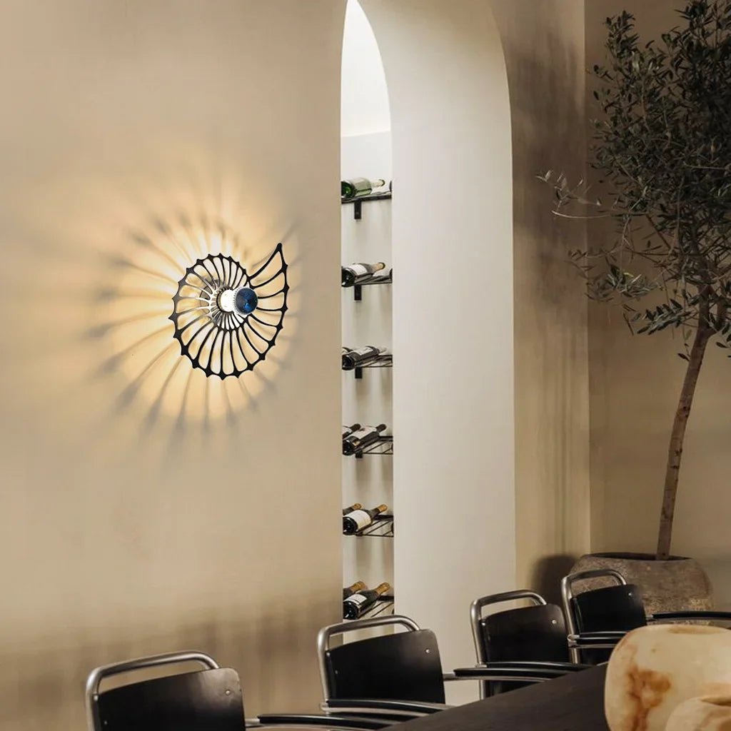 Wall Lamp Ceramic LED 7.9 in Nautilus Design Gold Black Living Room Bedroom Hallway Decorative Accent Lighting | Thomler