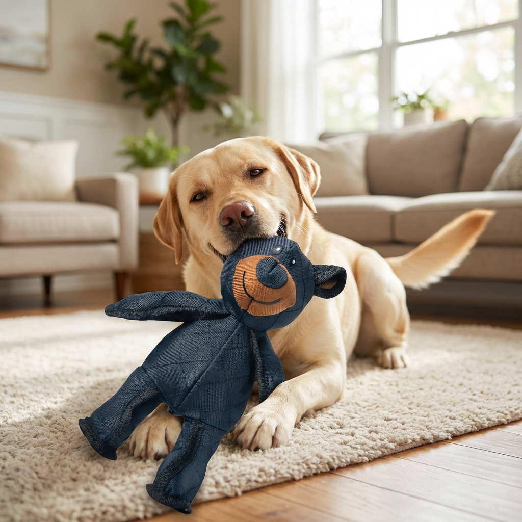 Reinforced Canvas Bear Chew Toy for Aggressive Chewers – Heavy-Duty Stitched Plush for Large Dogs | Thomler